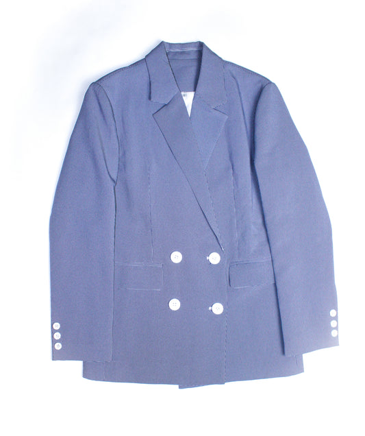 Checkered Royal Blue Double Breasted Blazer