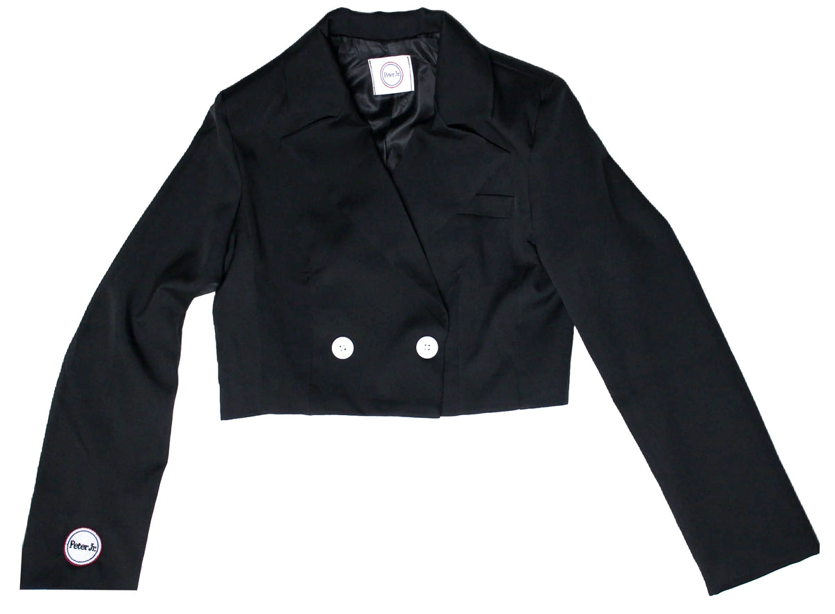 Black Cropped Double Breasted Blazer